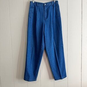 Vintage Pinstripe Mom Taper Jeans Size 12/14 Stretch Waist‎ High Rise